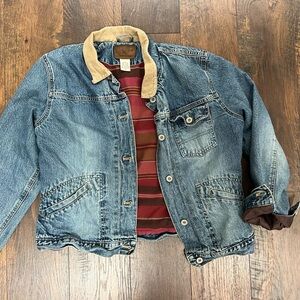 Vintage, lined Eddie Bauer corduroy collar trucker jacket